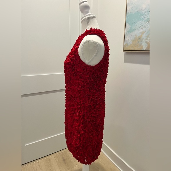 J Crew Factory Rosette mini dress in Deep Ruby Red size 0 NWT CE631 textured - Picture 7 of 11